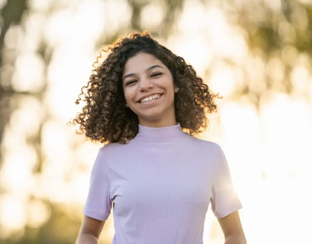 CBT Therapy. Teenager girl, Smiling, Sunset, Summer, Nature