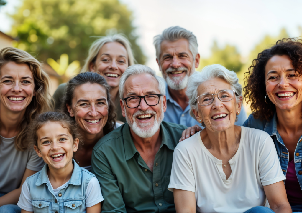A happy multi-generational family